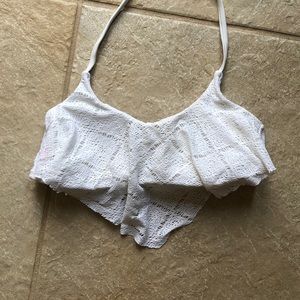 White lace swim top